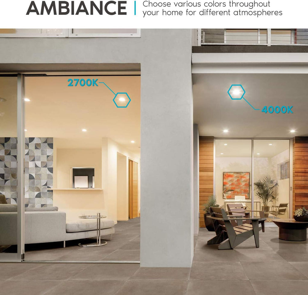6 Inch Square LED Recessed Lighting, 5 Color Temperature, Dimmable, 4 Pack J449023