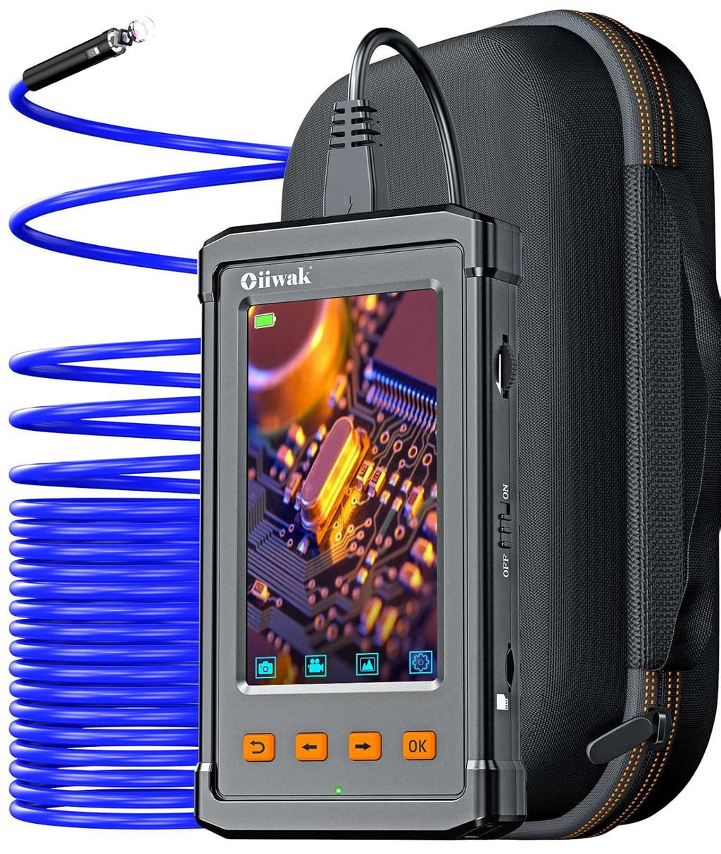 Dual Lens Endoscope Camera 1080P 5.18 IPS Screen 5mm IP67 Waterproof with 7 LED Lights 32GB Card 16.5FT K332