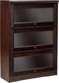 3 Door Lawyer Bookcase, 32 Wide, Medium Oak Finish S364