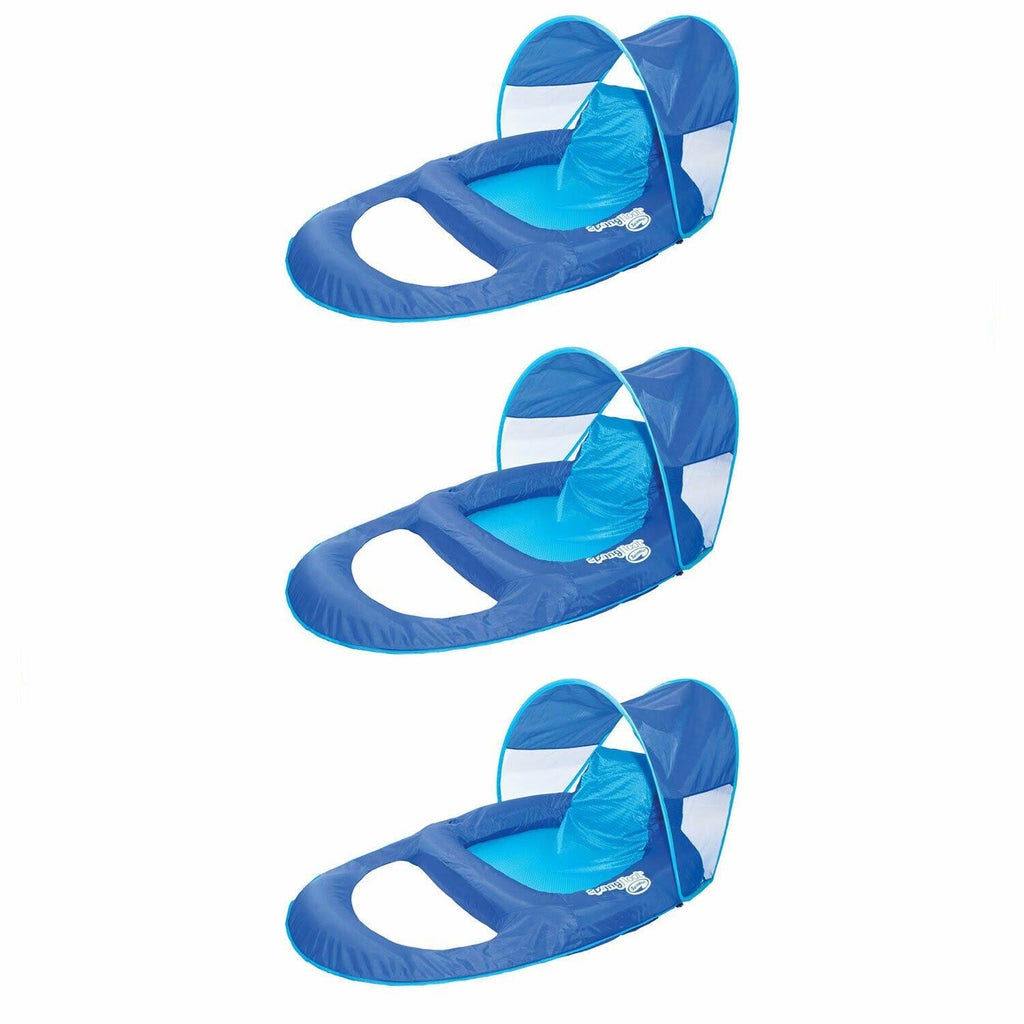 Blue Pool Lounge Chair with Sun Canopy 3 Pack R890816