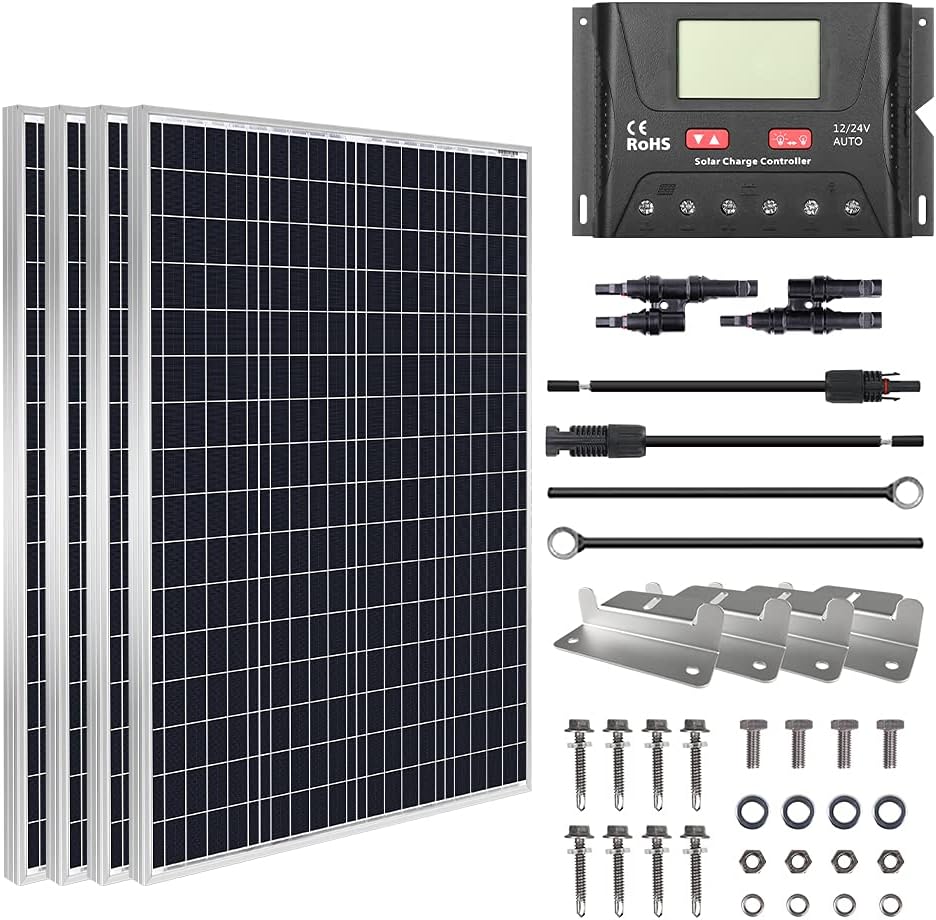 400 Watt 12 Volt Monocrystalline Solar Panel Kit with 30A PWM Charge Controller D782659