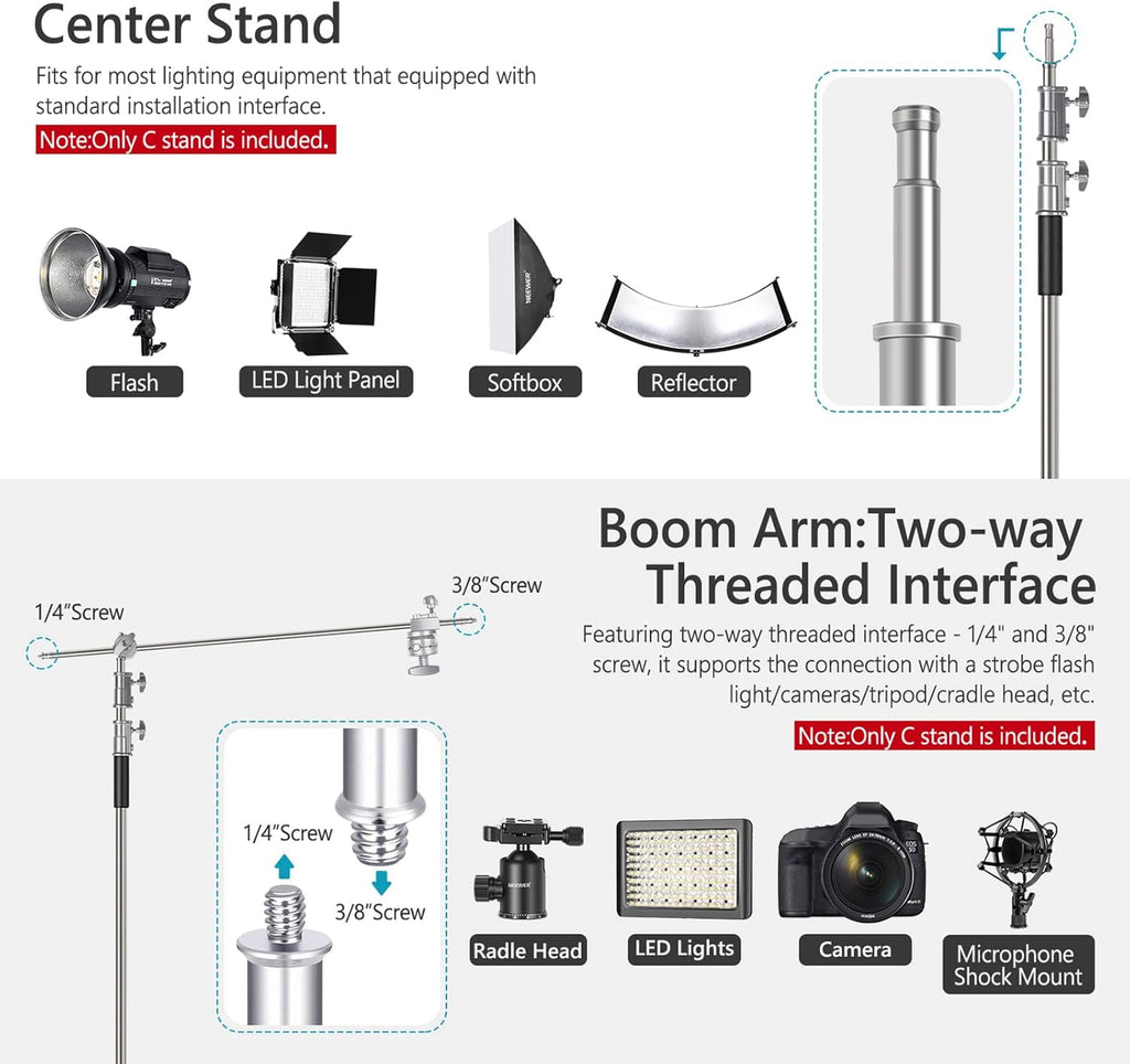 10 Feet C-Stand Light Stand with Extension Boom Arm and Carry Bag R804267