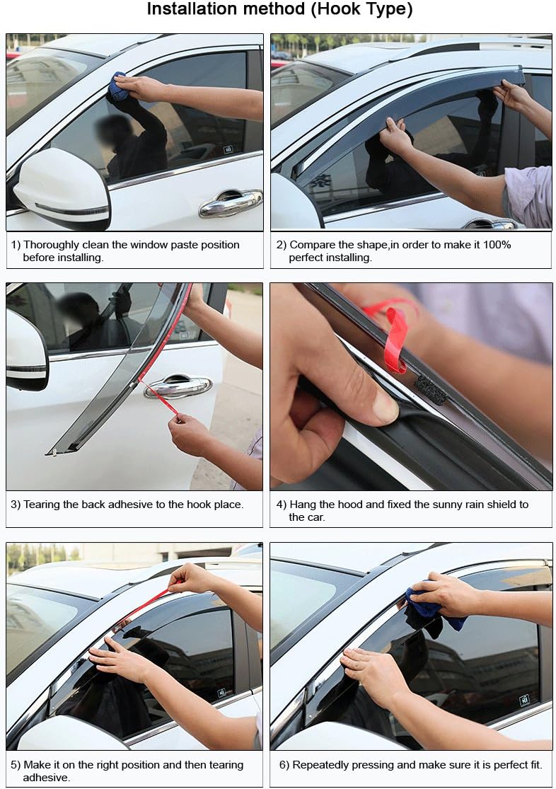 Car Window Visor Vent Shade Deflector Sun Rain Guards Pack of 2 X617479