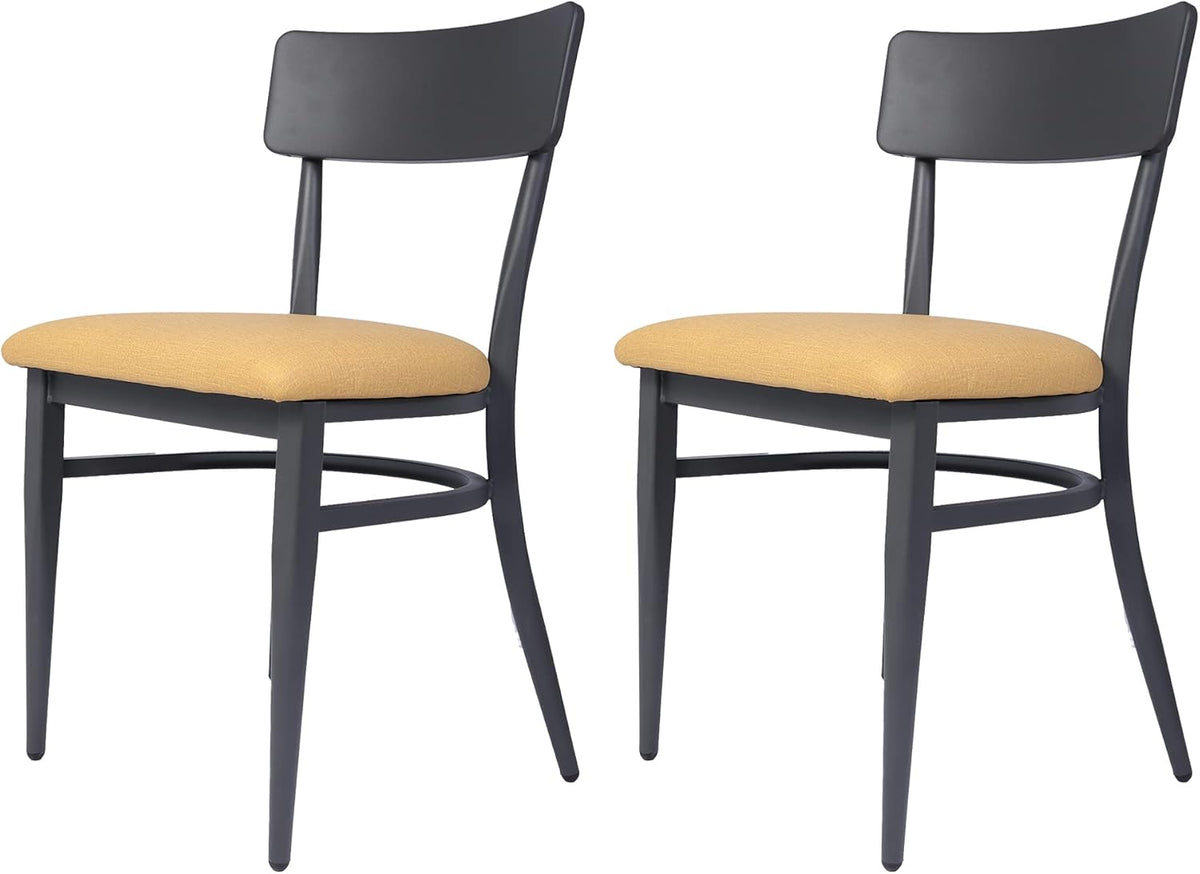 Set of 2 Metal Stackable Dining Chairs with Wood Seat N182