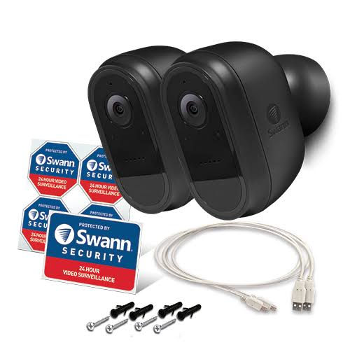 Indoor/Outdoor 1080p Wi-Fi Wire-Free Surveillance Camera 2-Pack Black C142330