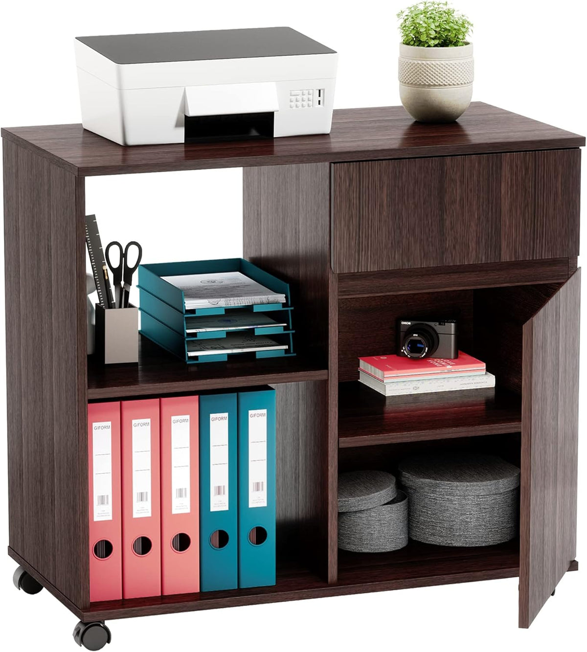 Wood File Cabinet with Storage Shelves G2431