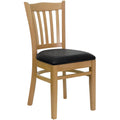 Natural Wood Restaurant Chair Black Vinyl Seat D3810