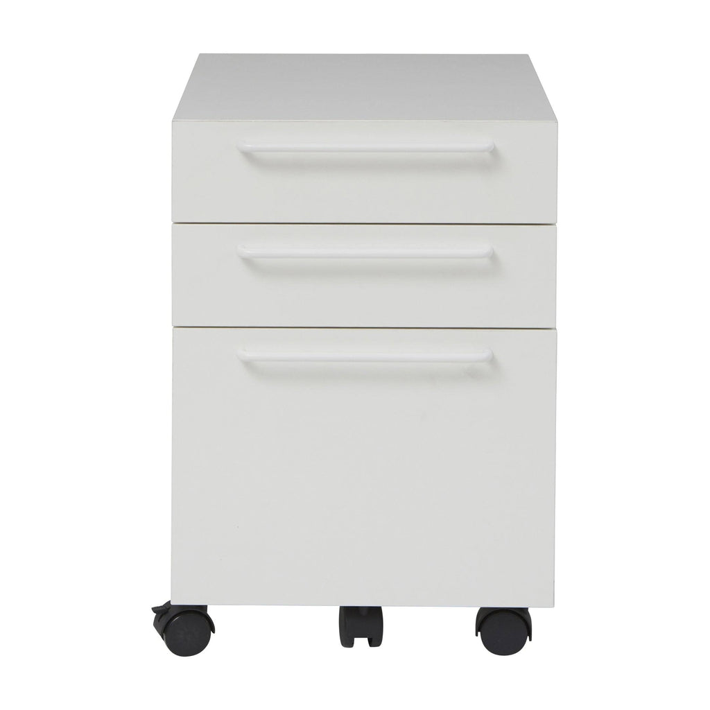 White Engineered Wood Mobile Pedestal with Castors F132