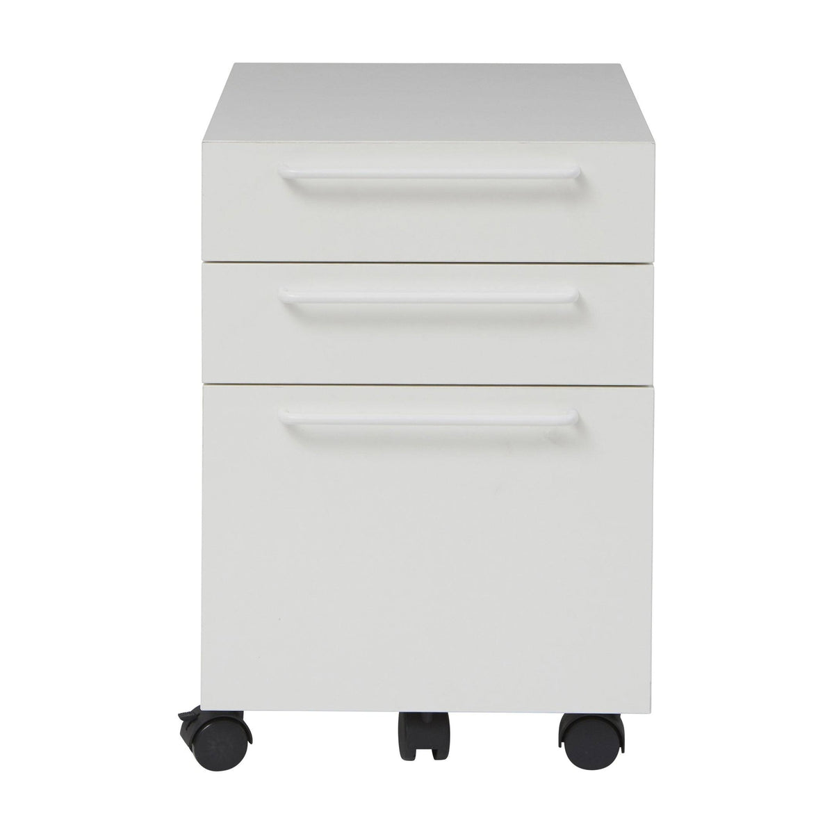 White Engineered Wood Mobile Pedestal with Castors F132