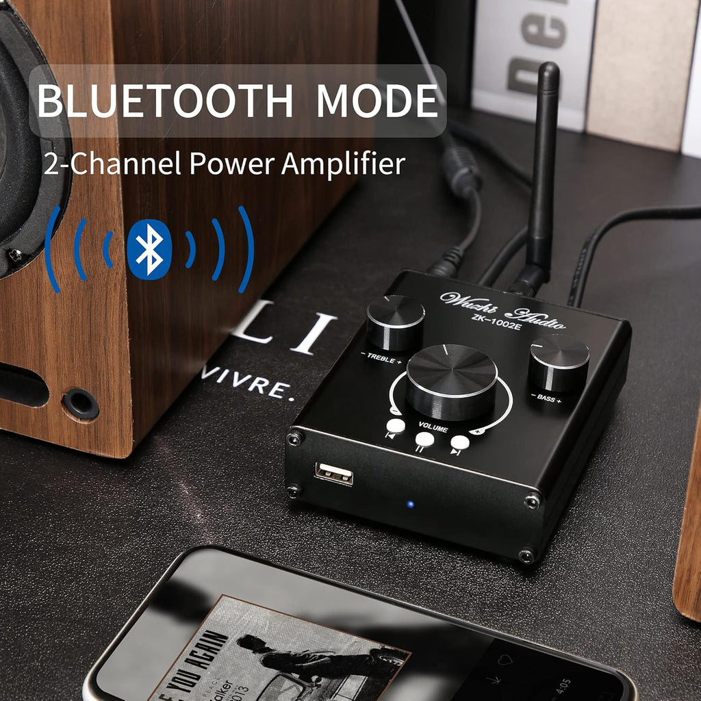 100W+100W Stereo Audio Amplifier with Bluetooth and AUX Inputs E8510