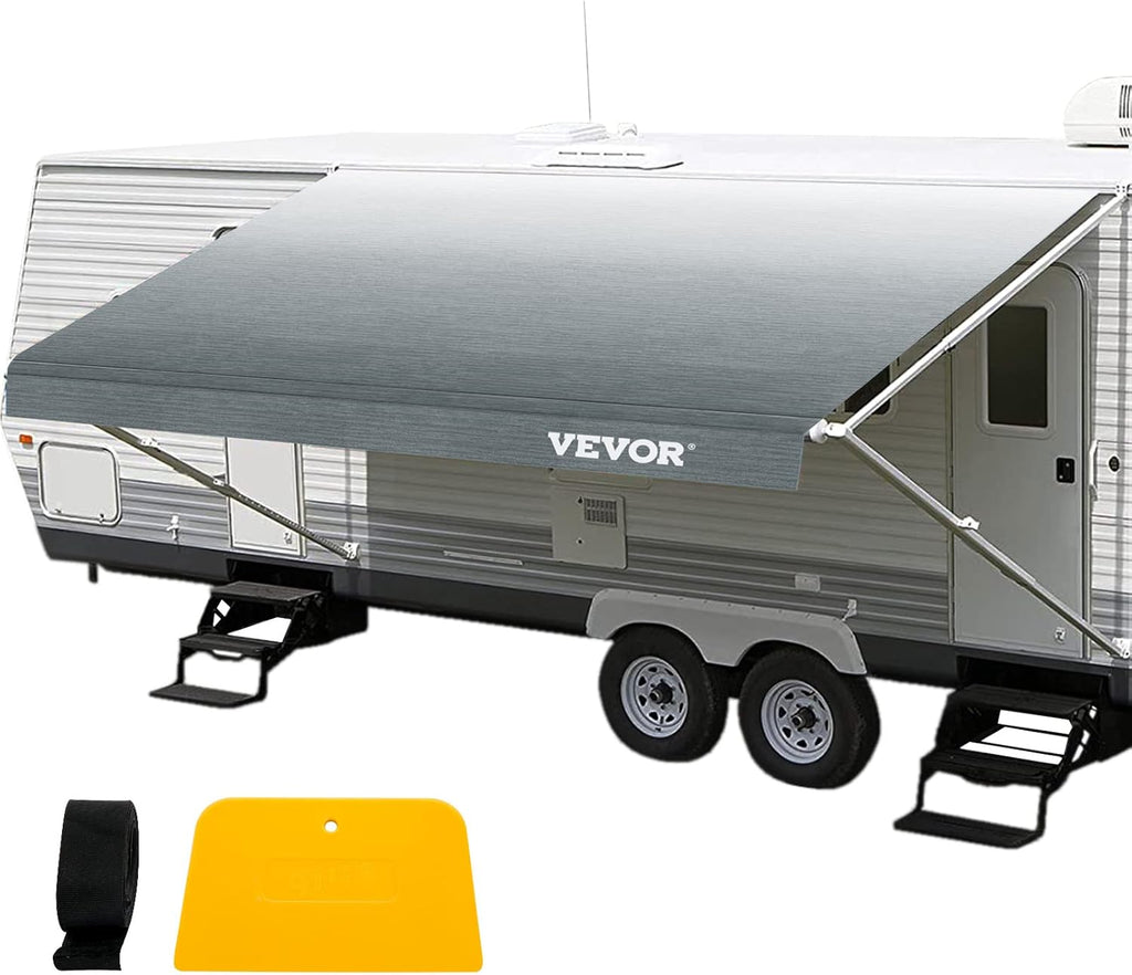 15 FT Gray Fade Vinyl RV Awning Replacement Fabric I701