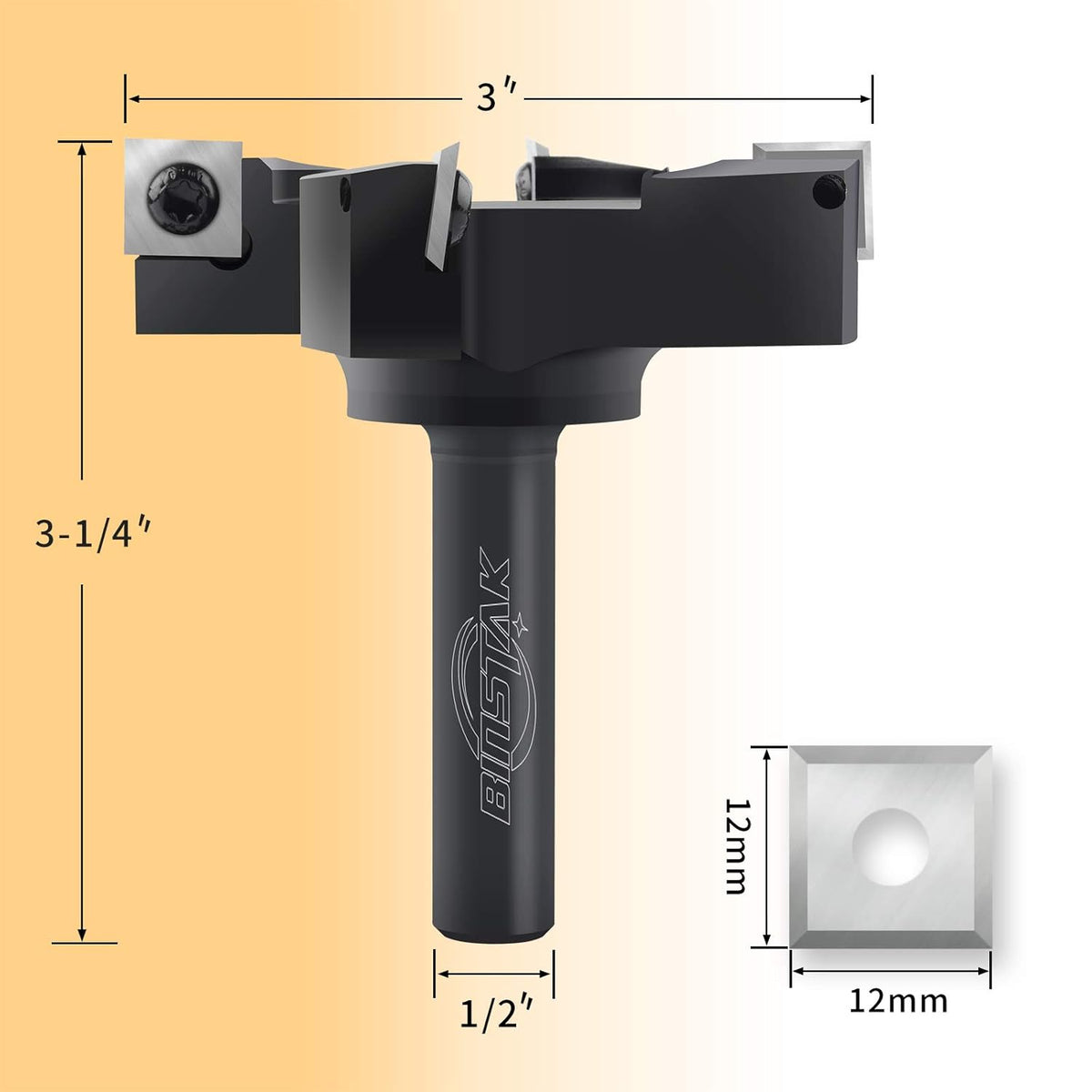 1/2 Shank 3 Cutting Diameter Carbide Insert Router Bit S13454
