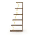 Walnut Yellow Ladder Bookcase U777