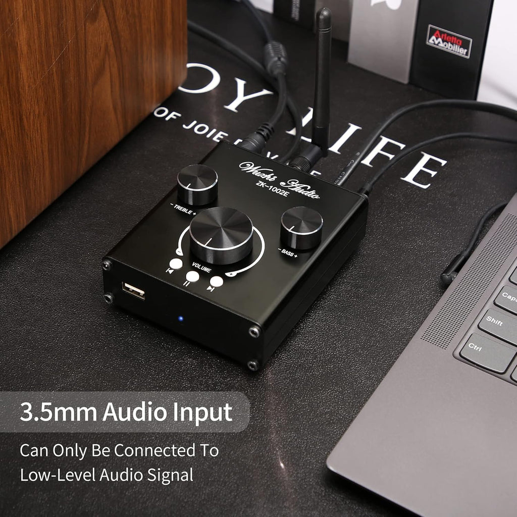 100W+100W Stereo Audio Amplifier with Bluetooth and AUX Inputs E8510