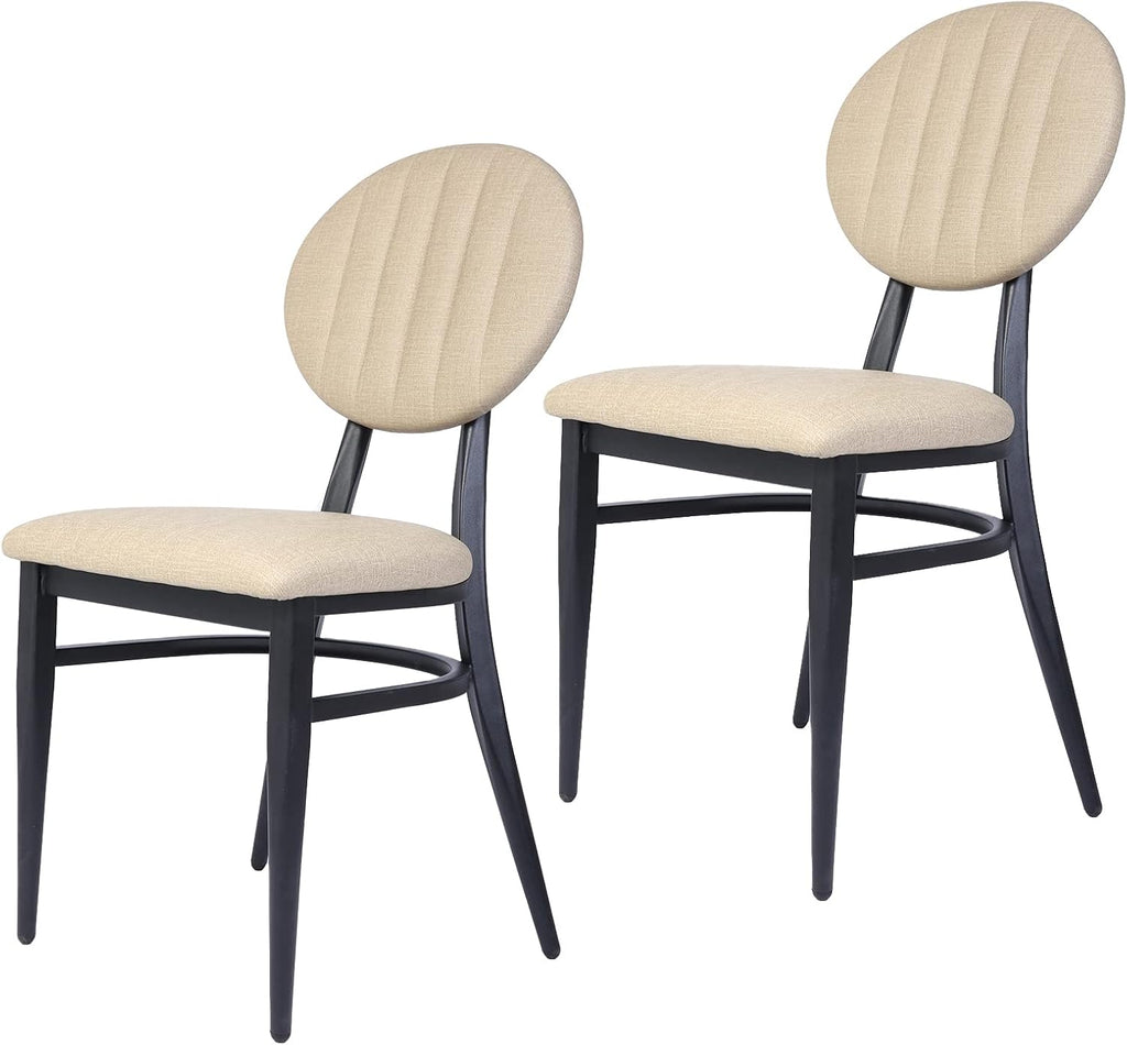 Set of 2 Metal Stackable Dining Chairs with Wood Seat N182