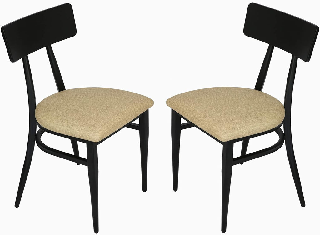 Set of 2 Metal Stackable Dining Chairs with Wood Seat N182