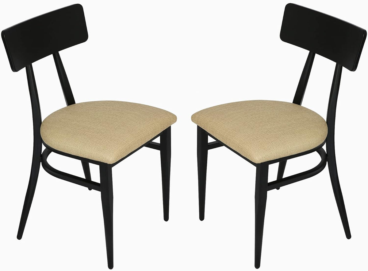 Set of 2 Metal Stackable Dining Chairs with Wood Seat N182