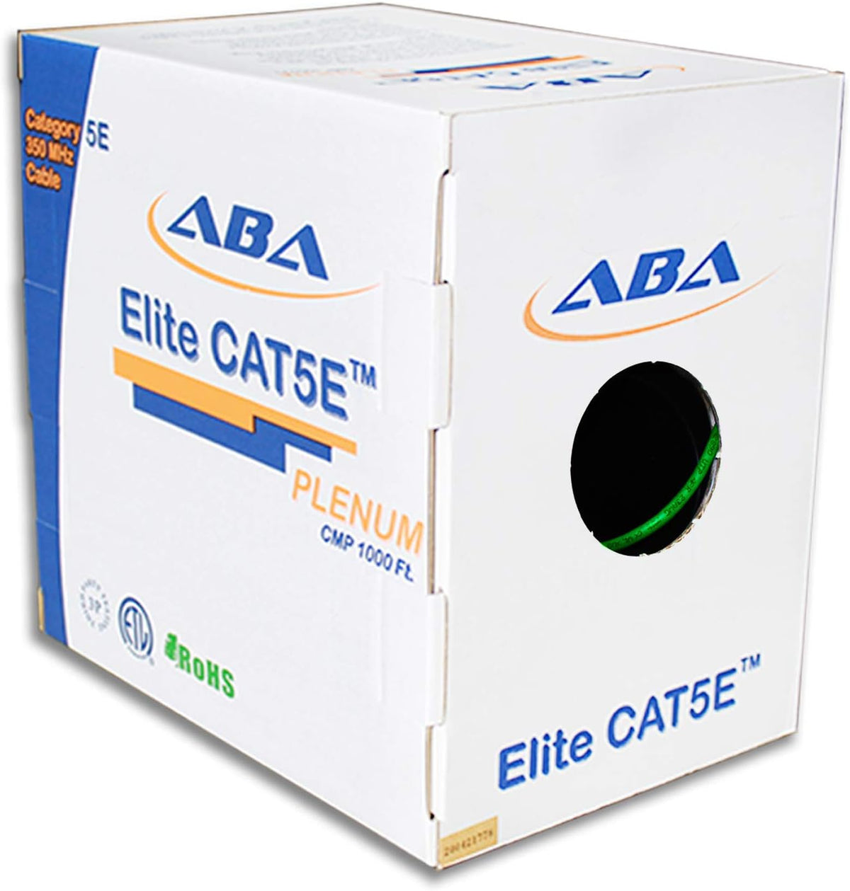 CAT5E Plenum Ethernet Cable 1000ft UTP 24AWG Bare Copper Yellow O349