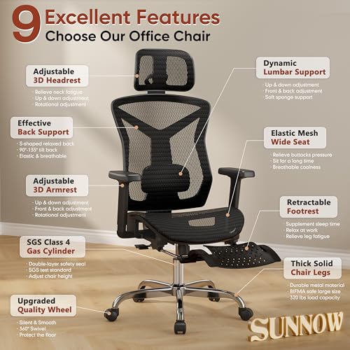 Ergonomic Mesh Office Chair with Foot Rest Y741454
