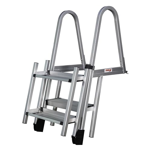 Heavy-Duty Aluminum Pontoon & Dock Ladder with 3-Step Fold-Up J261404