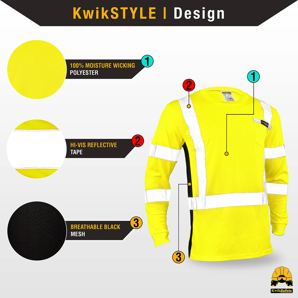 Long Sleeve Safety Shirt with Pocket & Reflective Tape Yellow Small G97905