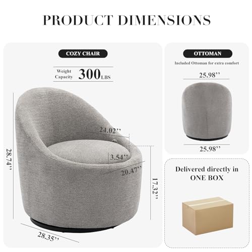 Beige Swivel Accent Chair with Hidden Storage S762
