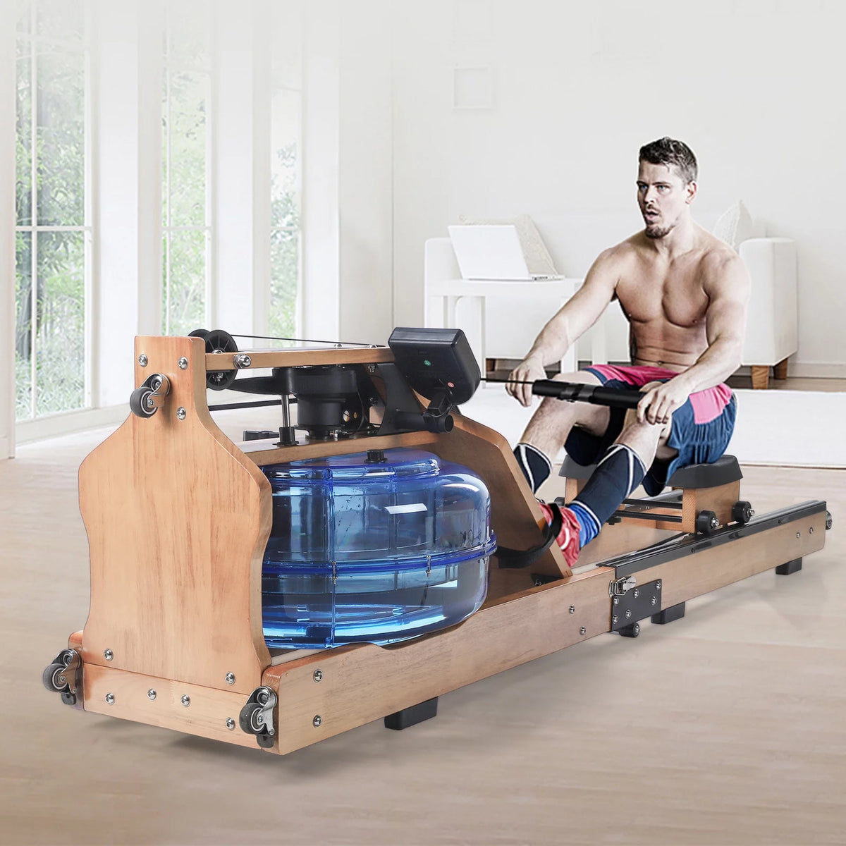 Water Rowing Machine with LED Display Foldable O4181