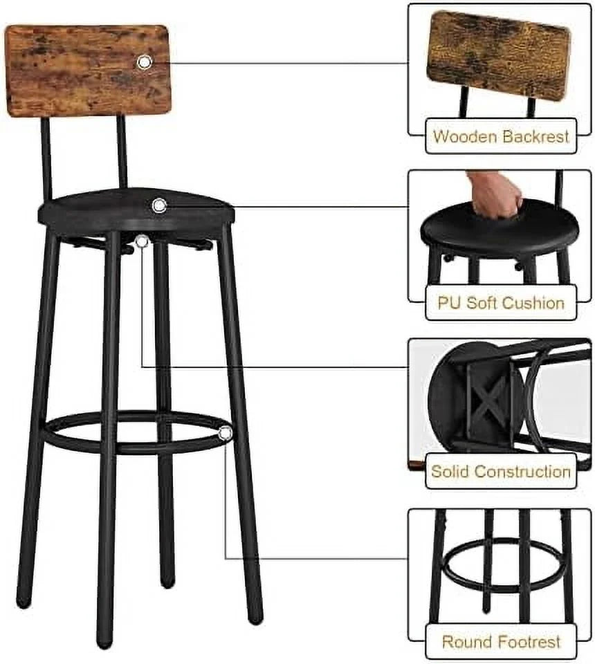 3-Piece Round Bistro Pub Dining Table and Chairs Set B3785