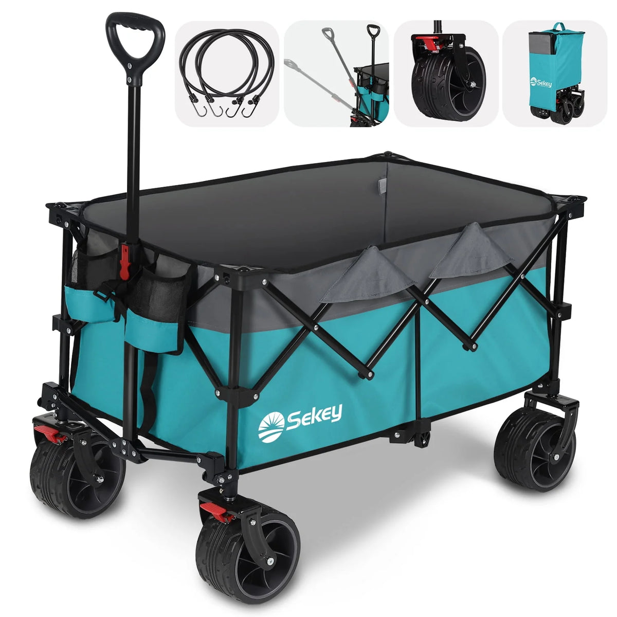 200L Heavy Duty Foldable Wagon with All-Terrain Wheels, Black P454