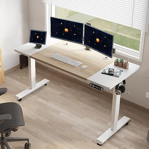 Electric Standing Desk 55 x 30 Inches Height Adjustable with 4 Memory Settings Black Frame N85307