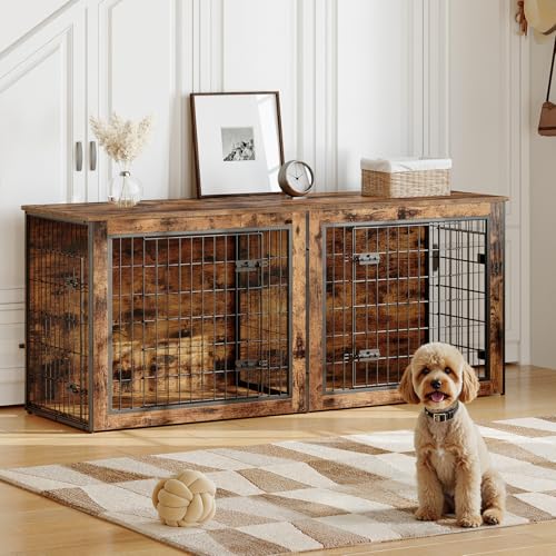 63" Double Dog Crate Furniture with Divider G525308