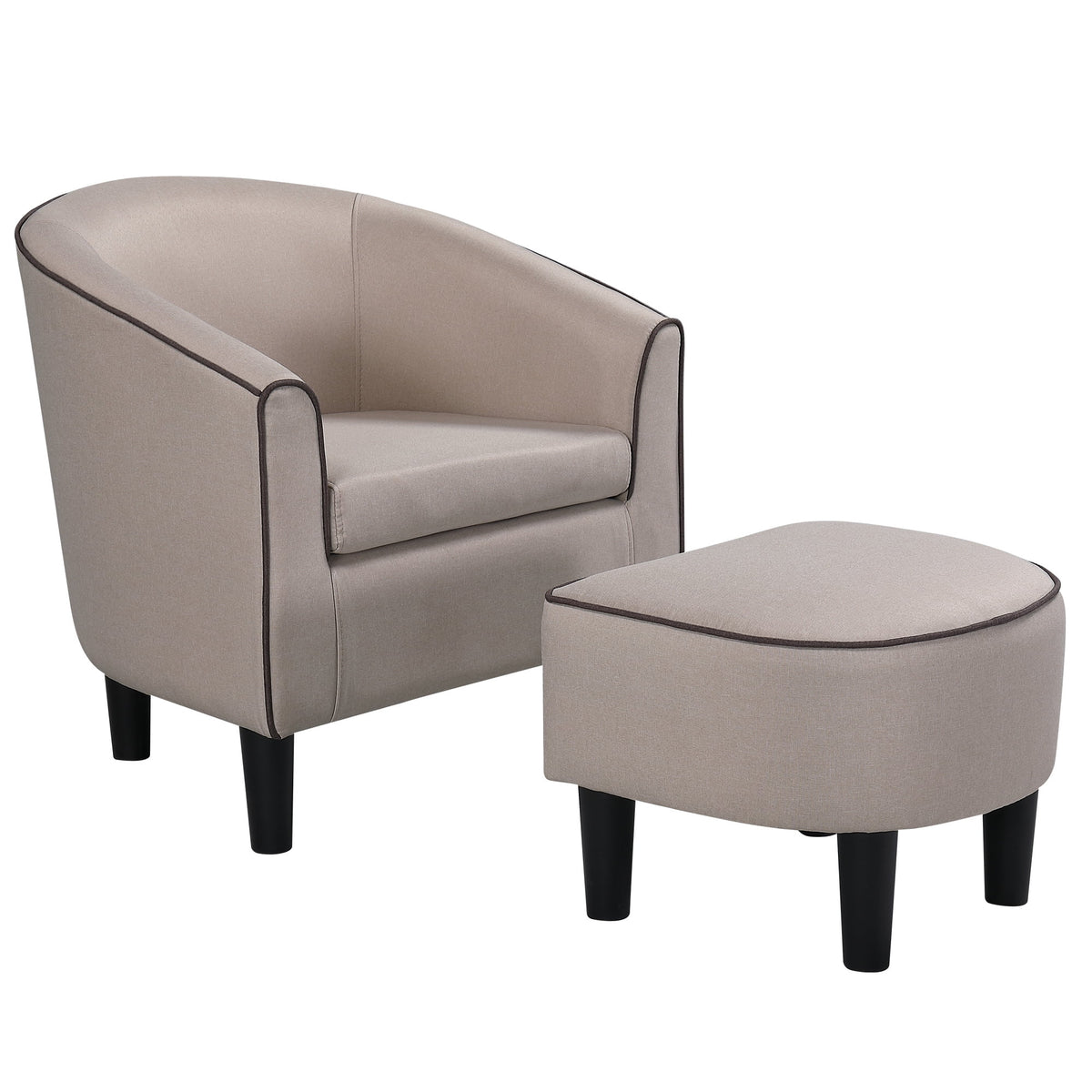 Beige Accent Chair with Ottoman L482949