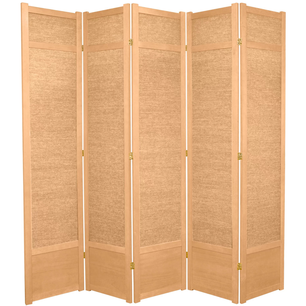 7 Ft Tall Jute Shoji Screen, 5 panels V8014