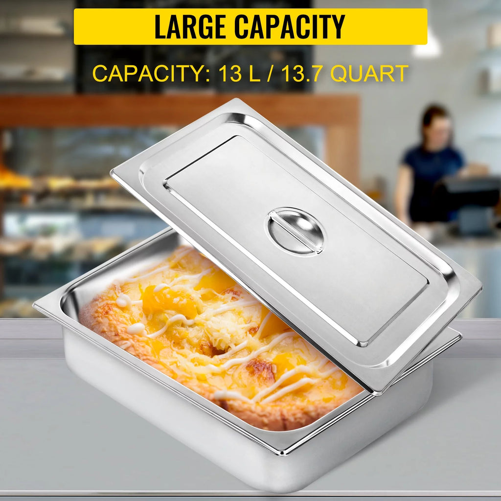 4 Pack 4 Inch Deep Full Size Stainless Steel Hotel Pan with Lid I51357