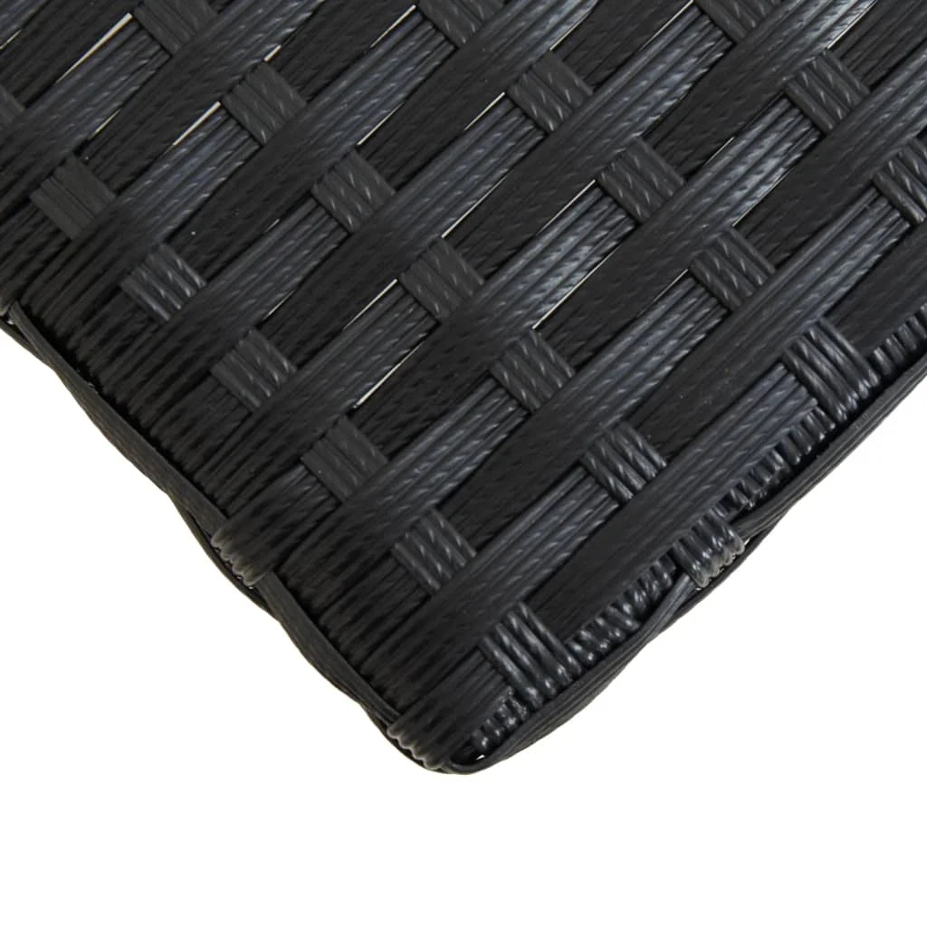 Black Poly Rattan and Acacia Wood Patio Bench L844