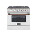 30 Pro-Style Natural Gas Dual Fuel Range White Rose Gold Accents P73675
