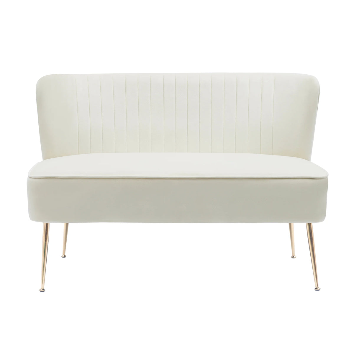 46" Wide Ivory Velvet Upholstered Love Seat Sofa V195952