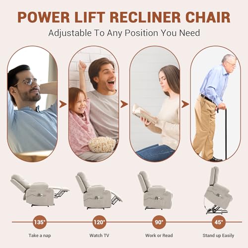 Oversize Power Lift Recliner Chair with Heat and Massage D7772