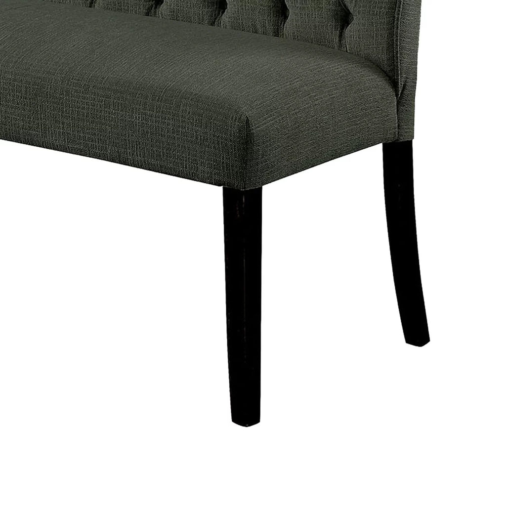 Tufted Fabric Upholstered Wooden Love Seat Bench M220107
