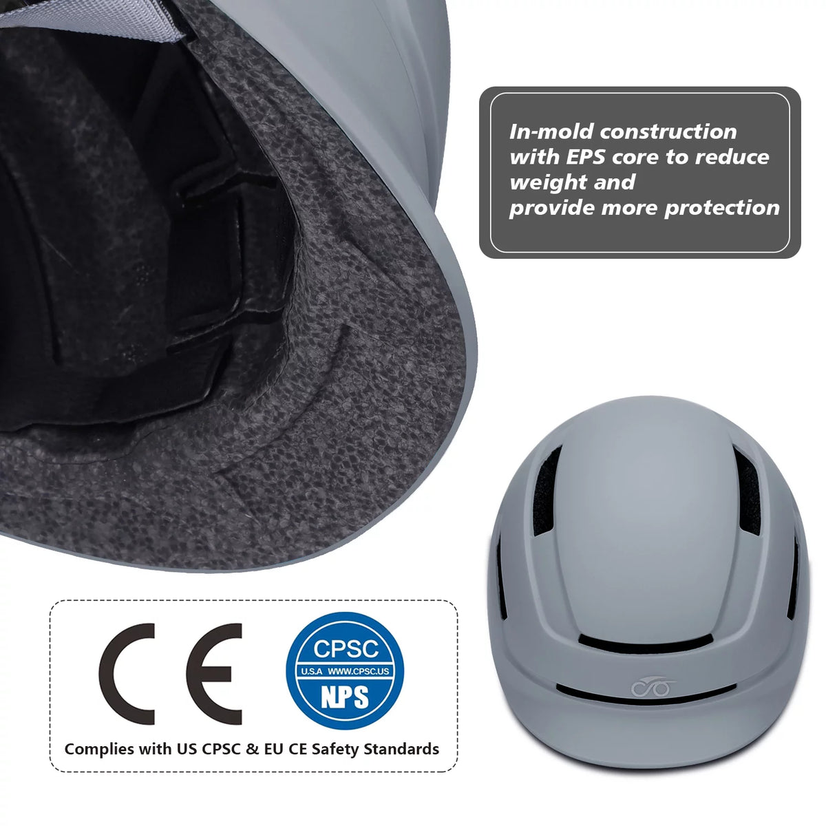 Adult Bike Helmet with Light Gray L992