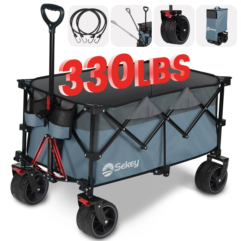 200L Heavy Duty Foldable Wagon with All-Terrain Wheels, Black P454
