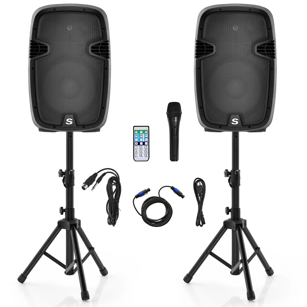 2000W Powered Speakers with Speaker Stands V3127