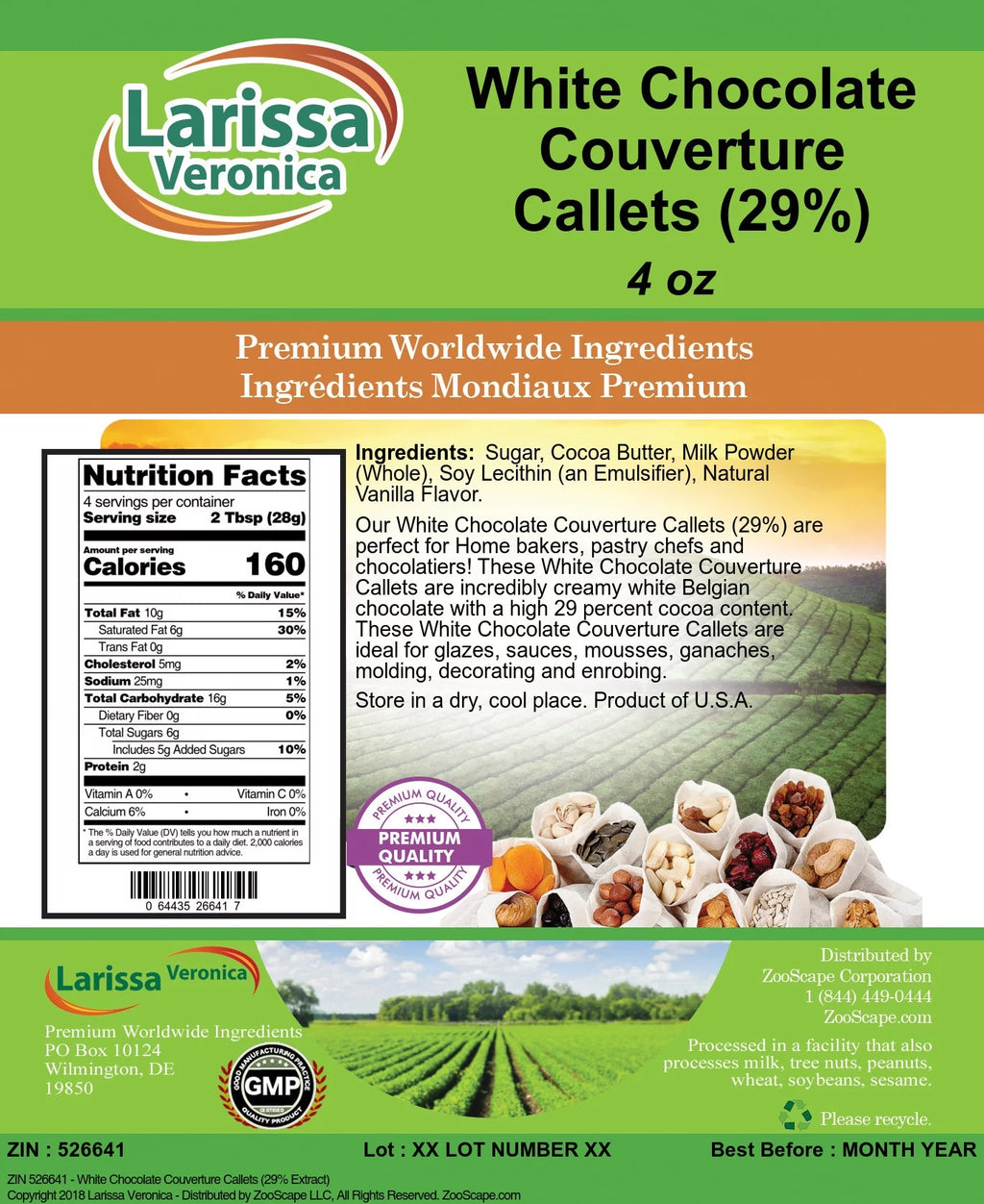 White Chocolate Couverture Callets 4 oz 3-Pack M1289