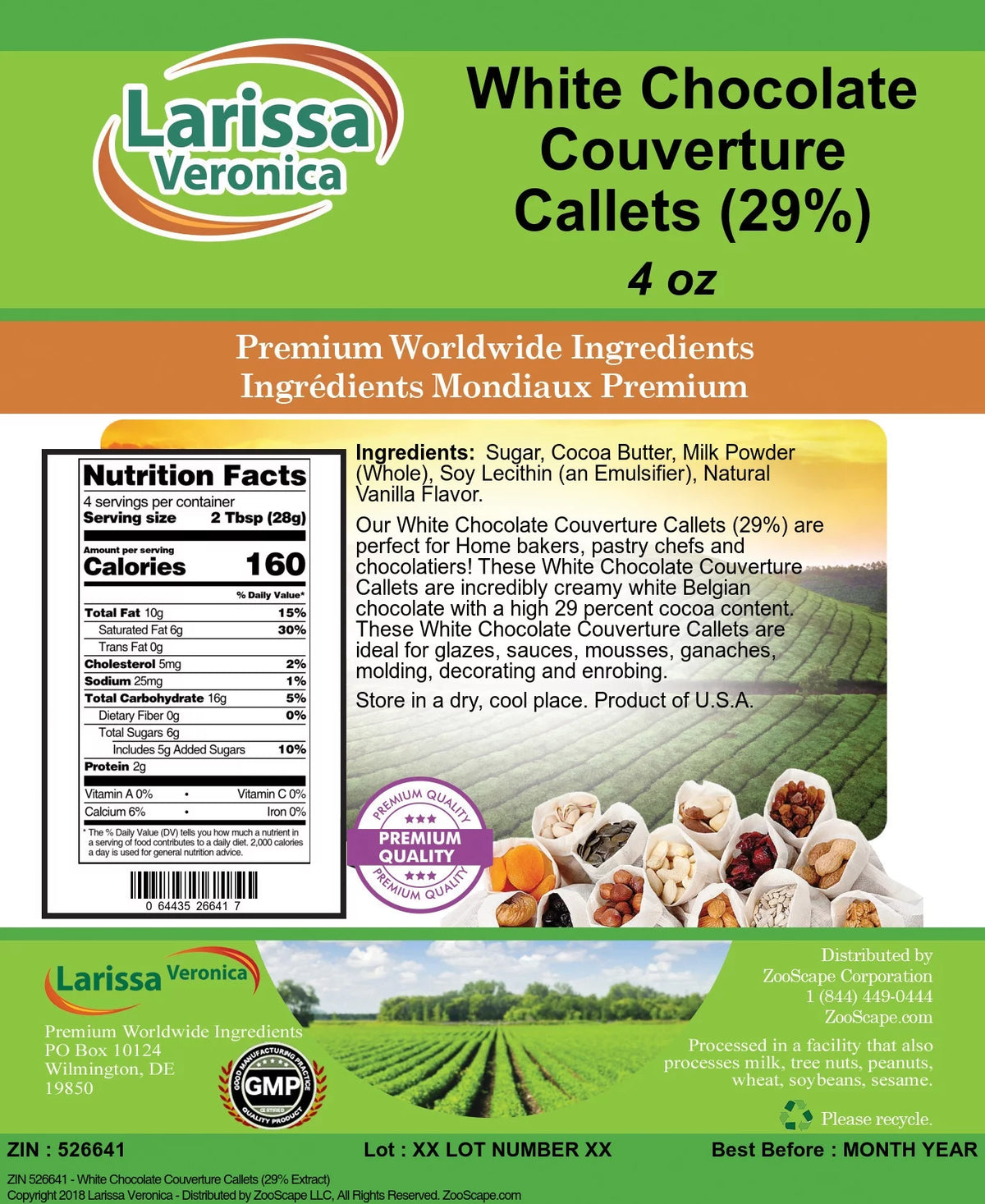 White Chocolate Couverture Callets 4 oz 3-Pack M1289