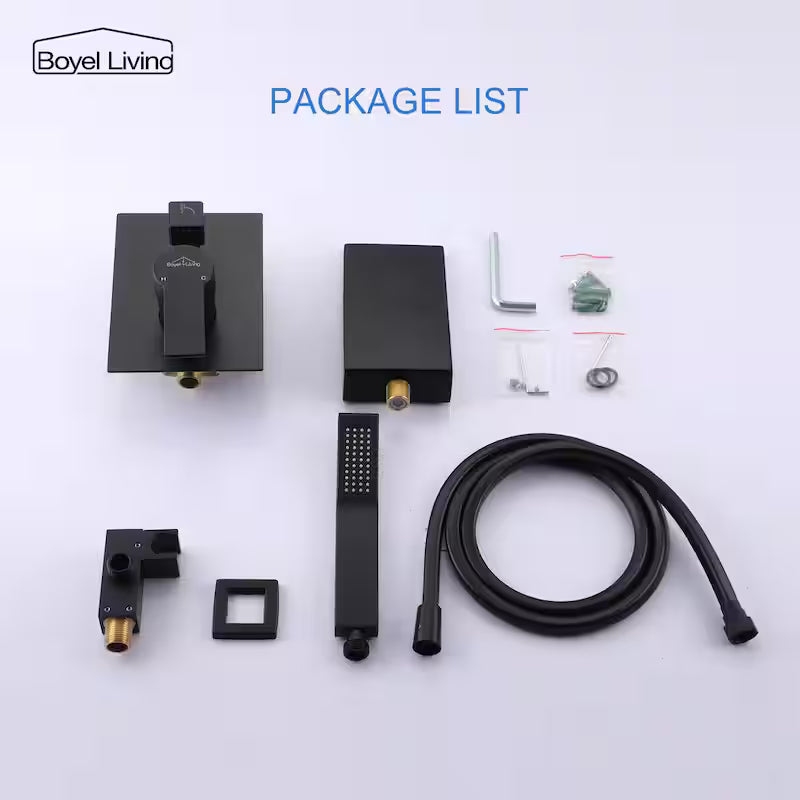 Wall Mount Roman Tub Faucet with Hand Shower Matte Black E97677