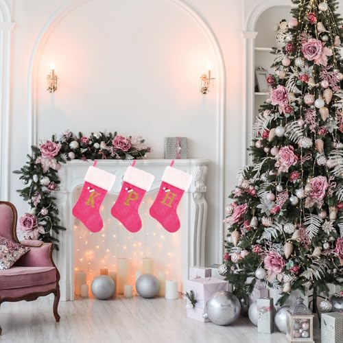 Pink Faux Velvet Stocking A35983