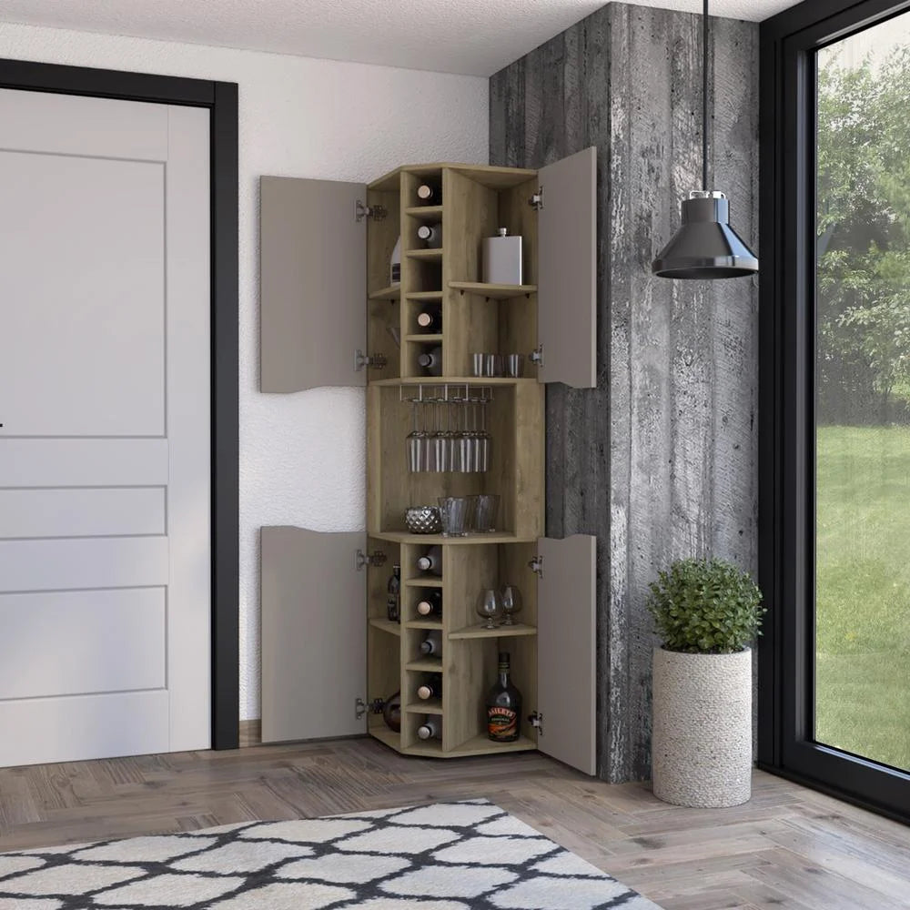 Corner Bar Cabinet Macadamia Taupe Engineered Wood S689368