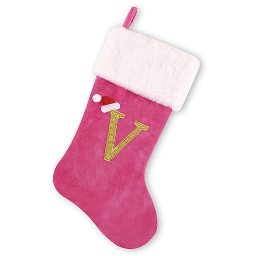 Pink Faux Velvet Stocking A35983