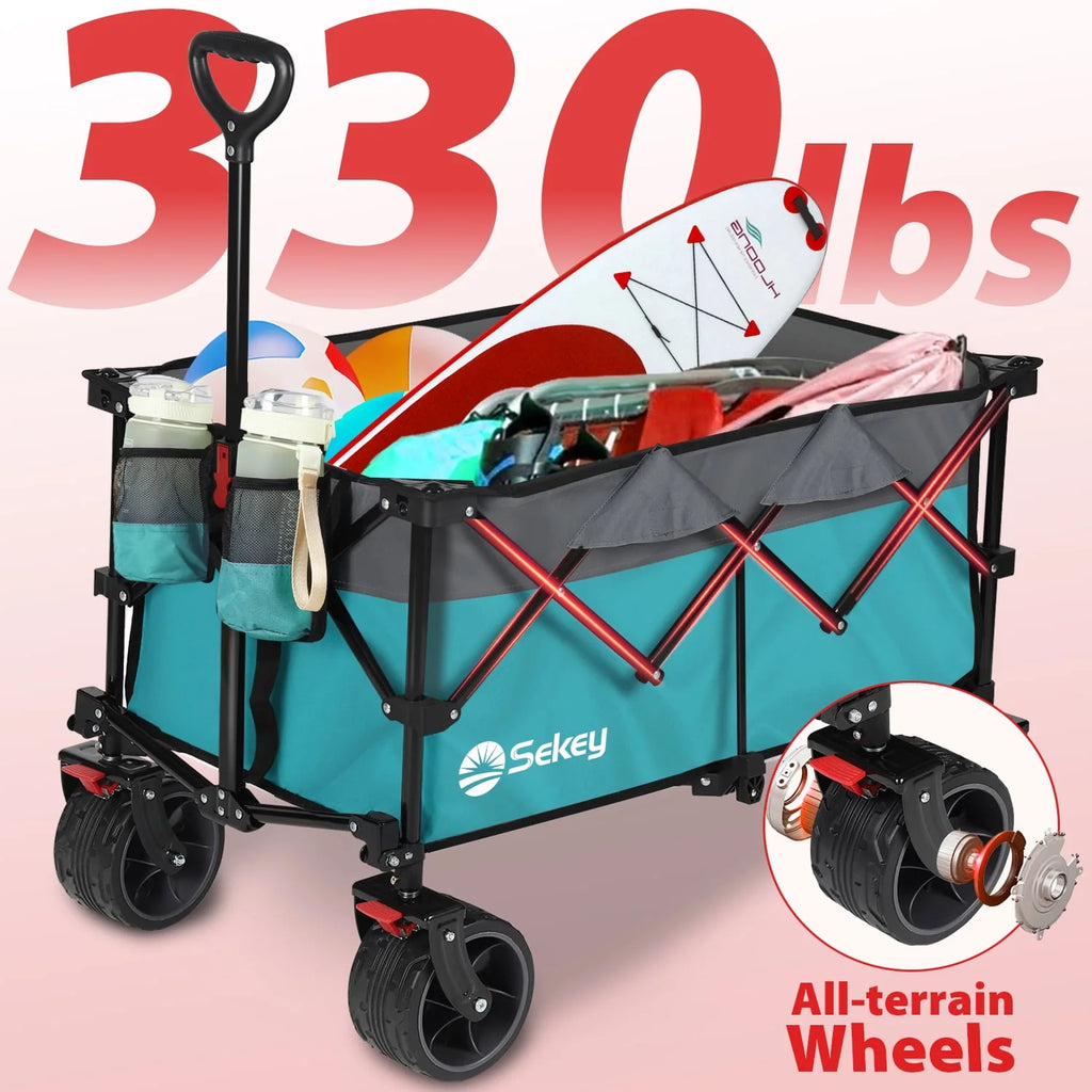 200L Heavy Duty Foldable Wagon with All-Terrain Wheels, Black P454