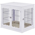 Wooden Dog Crate End Table with Cushion I1263